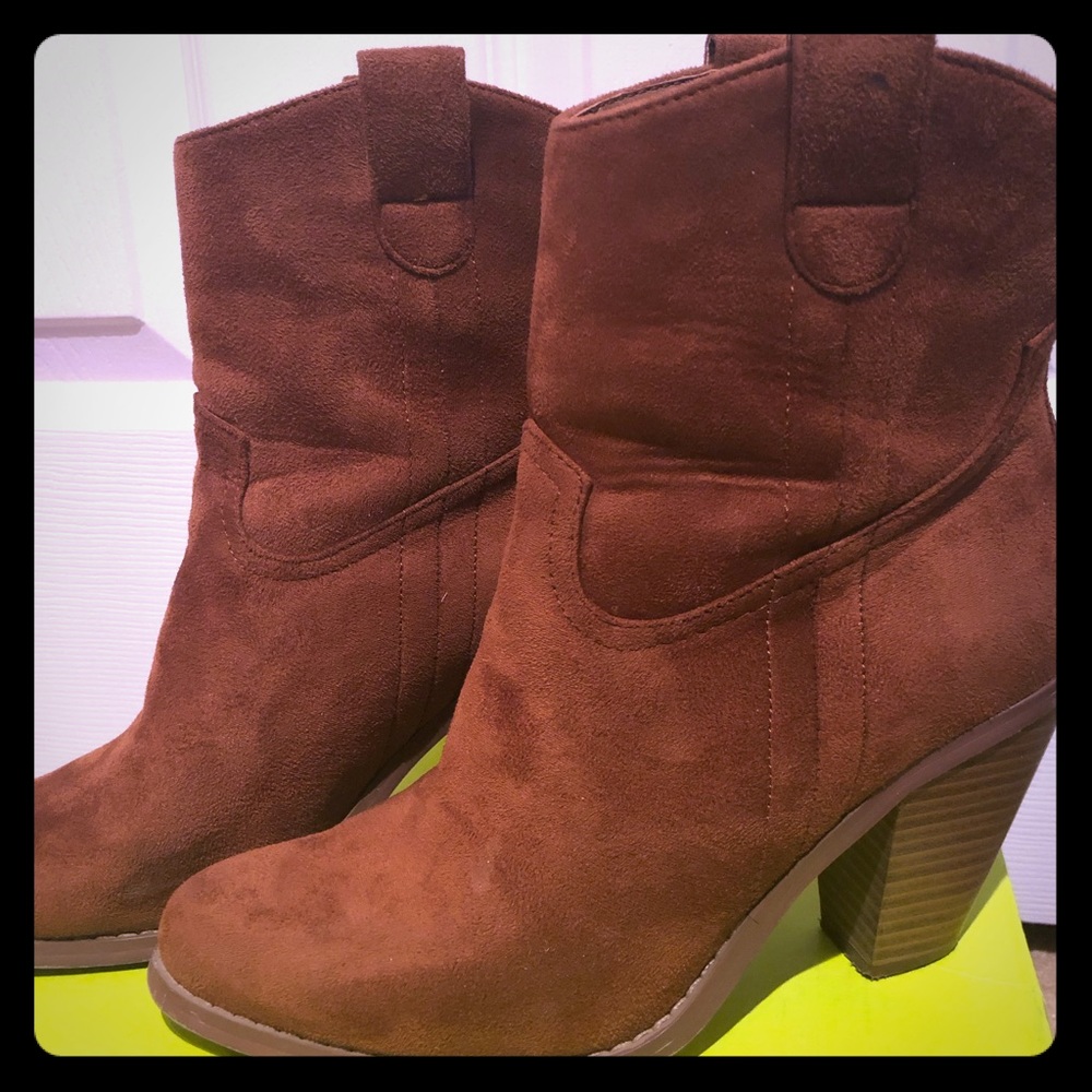 CHESTNUT BROWN HIGH HEEL ANKLE BOOTS 6.5 -7